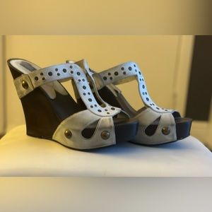 Mia Leather Platform Wedge Sandals